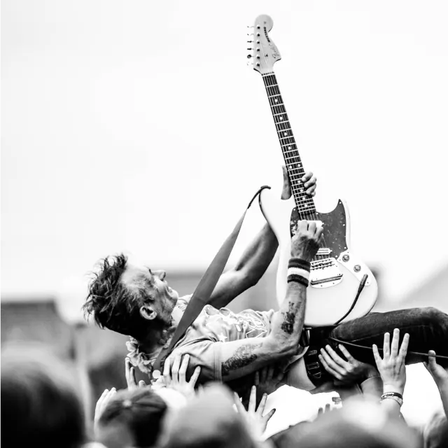 Bassist on stage